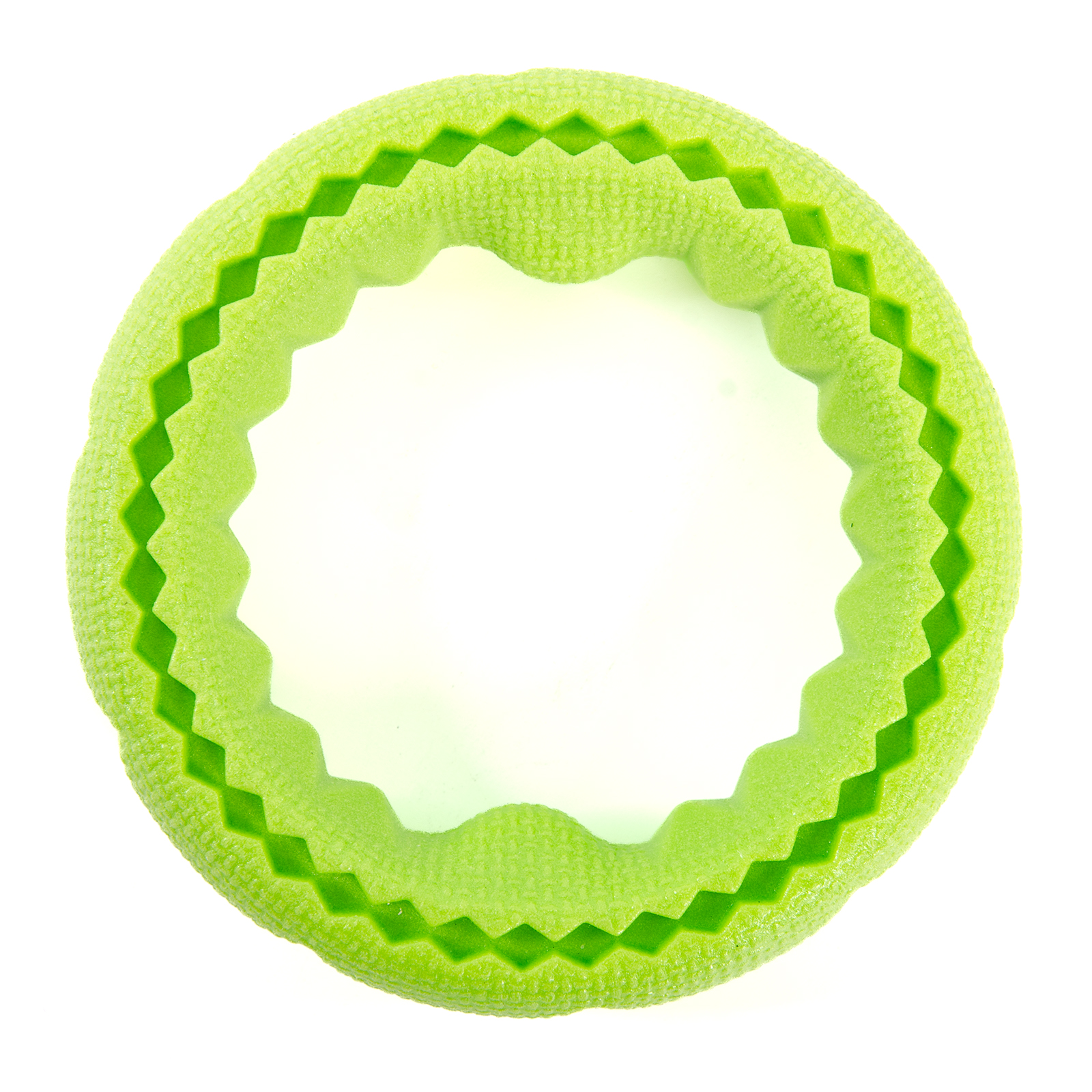 картинка EliteDog Игрушка для собак резиновая "Рифлёное кольцо", зелёная, S, 11х11х2.6см