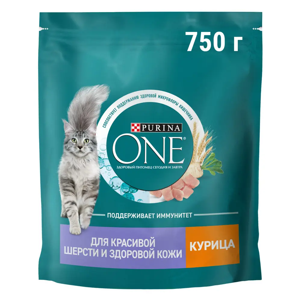 картинка Purina One Cat для красивой кожи и шерсти 0,75 кг картинка Purina One Cat для красивой кожи и шерсти 0,75 кг