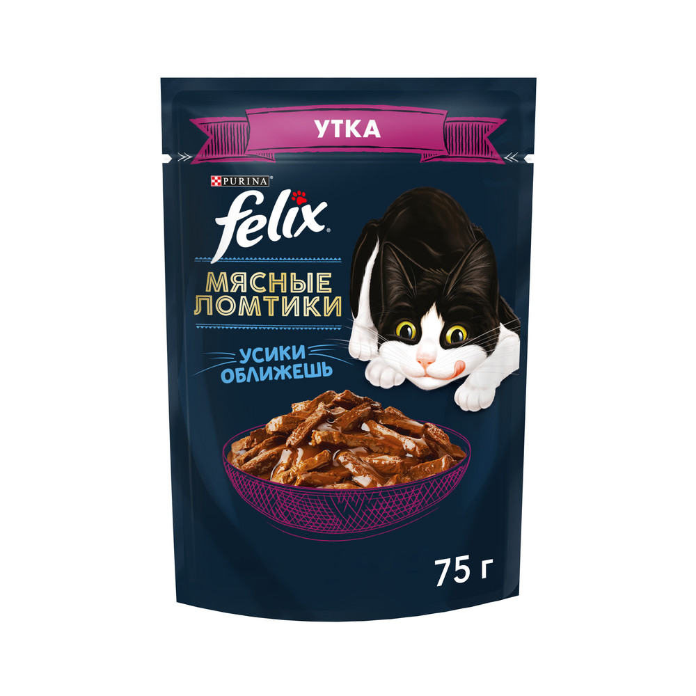 картинка Паучи Felix Мясные ломтики Утка 75г