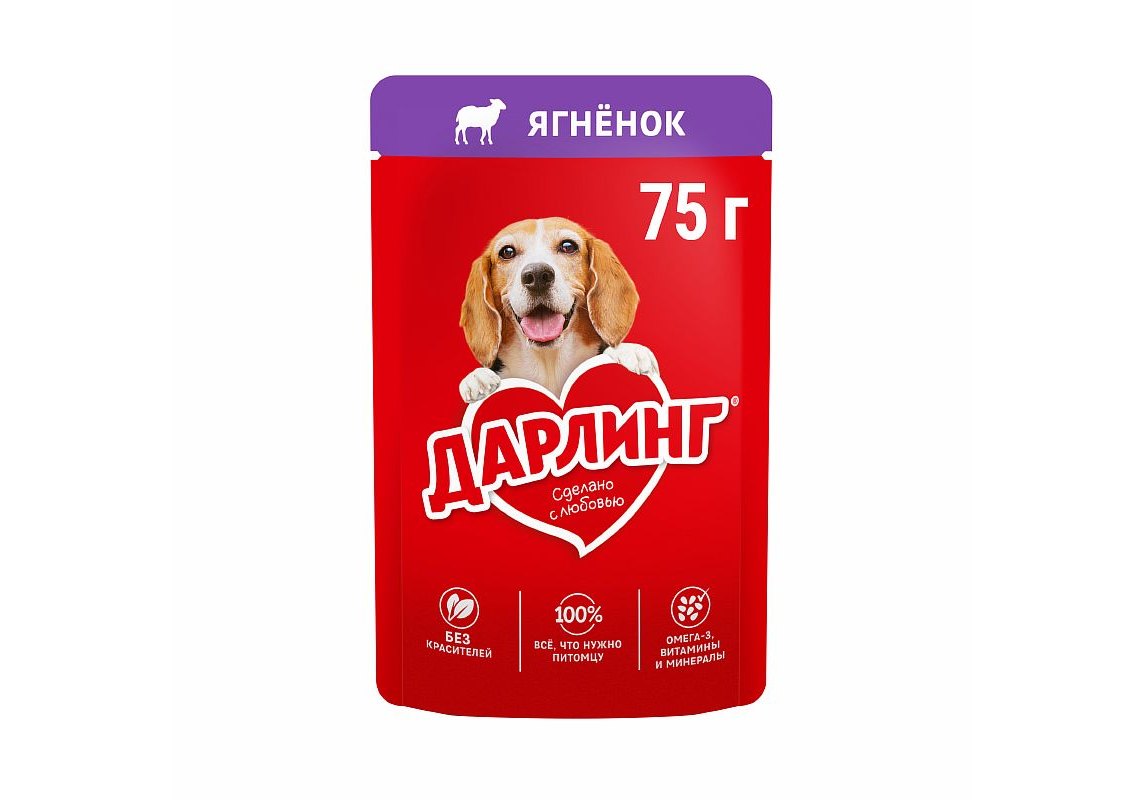 картинка Паучи Дарлинг для собак ягненок в подливе, 75г