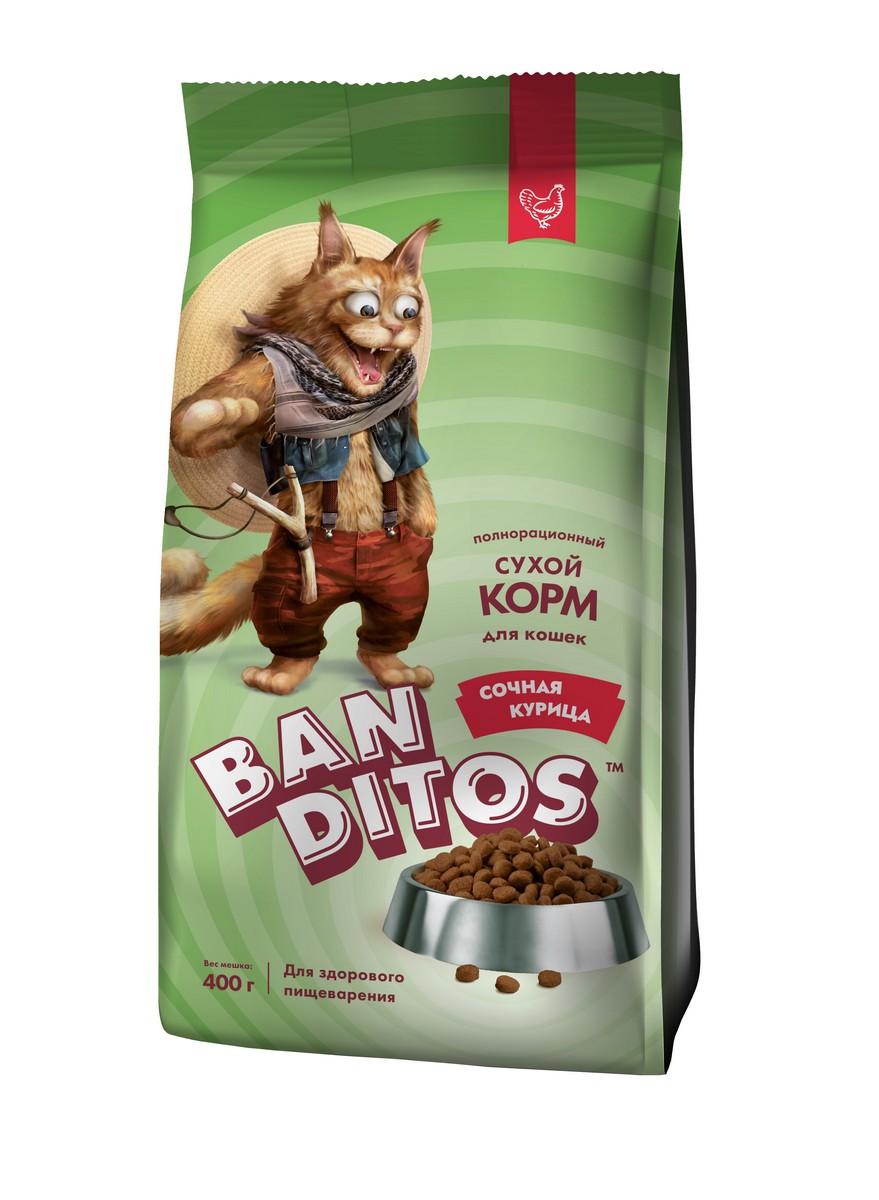 картинка BANDITOS корм для кошек с СОЧНАЯ КУРИЦА 0,4 кг картинка BANDITOS корм для кошек с СОЧНАЯ КУРИЦА 0,4 кг