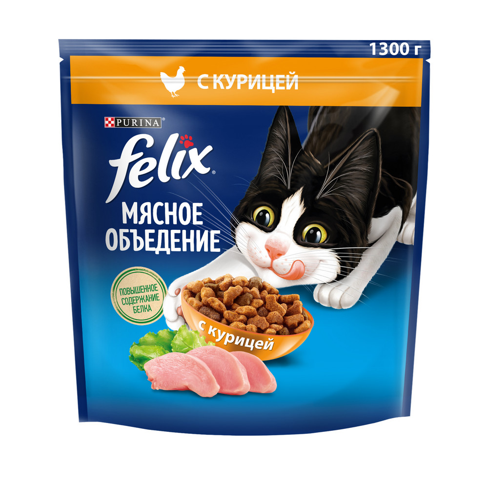 картинка Сухой корм Felix Мясное объедение с Курицей, 1,3 кг