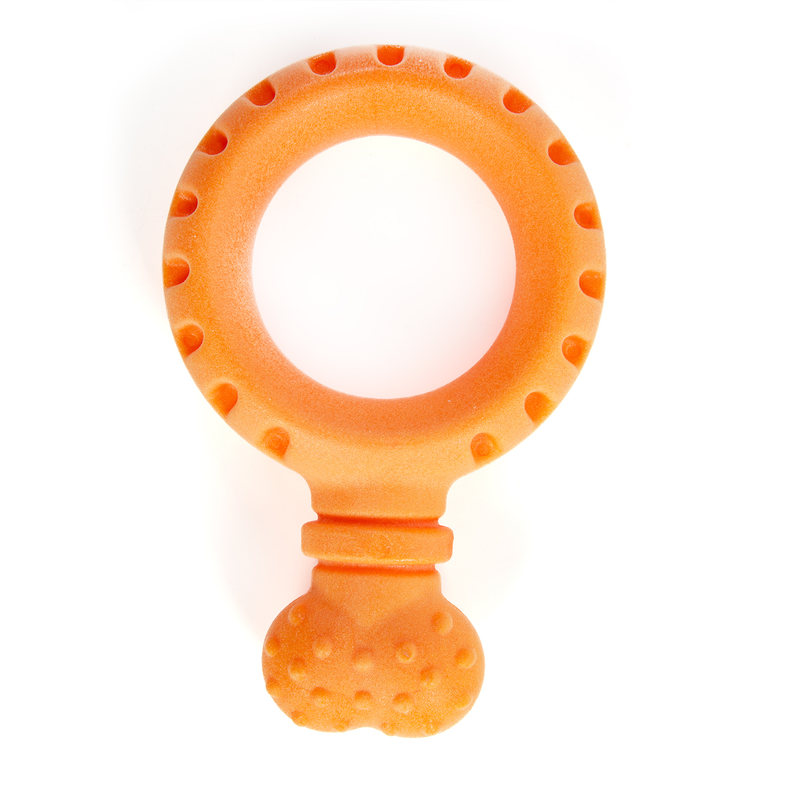 картинка EliteDog Игрушка для собак резиновая "Кольцо с ручкой", оранжевая, 14х9х2.95см