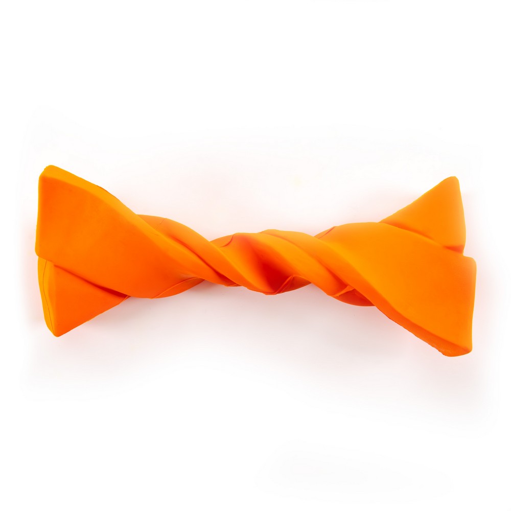 картинка SkyRus Игрушка для собак резиновая "Крученая кость малая", оранжевая, 12.6х5.3х3.5см 