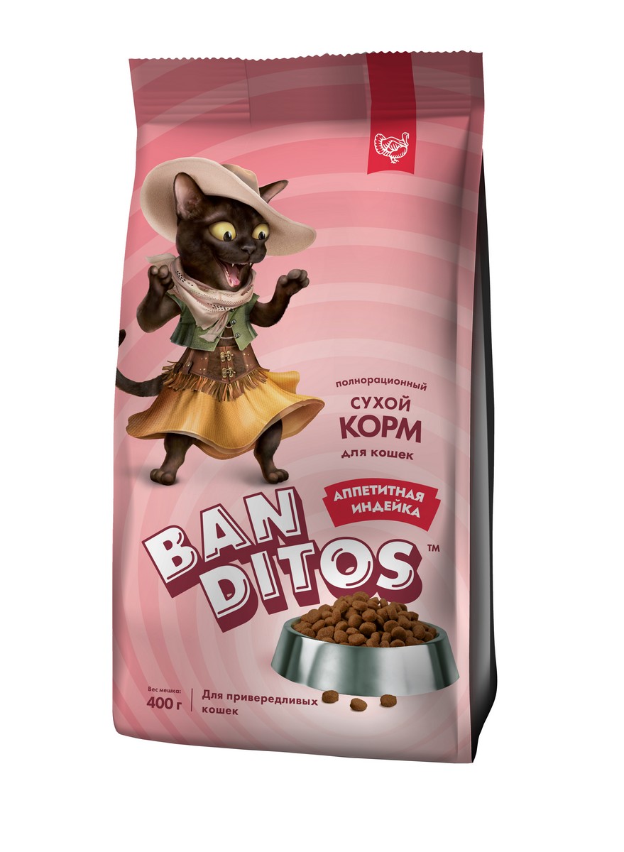 картинка BANDITOS корм для кошек с АППЕТИТНАЯ ИНДЕЙКА 0,4кг