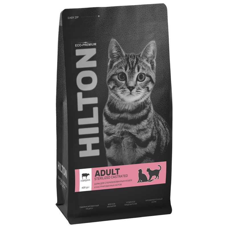 картинка Сухой корм Hilton для кошек Стерил Говядина 400гр