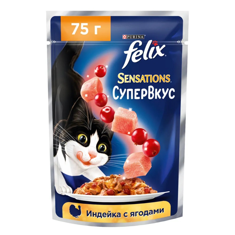 картинка Паучи Felix СуперВкус Индейка Ягоды 75г