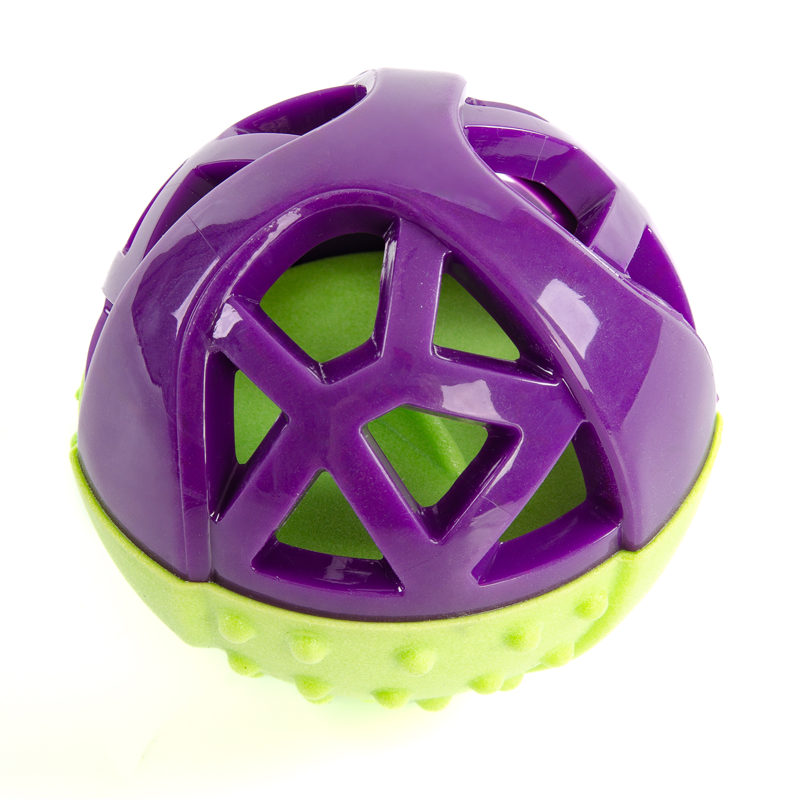 картинка EliteDog Игрушка для собак резиновая "Мяч для лакомств", зелёно-фиолетовая, 9см