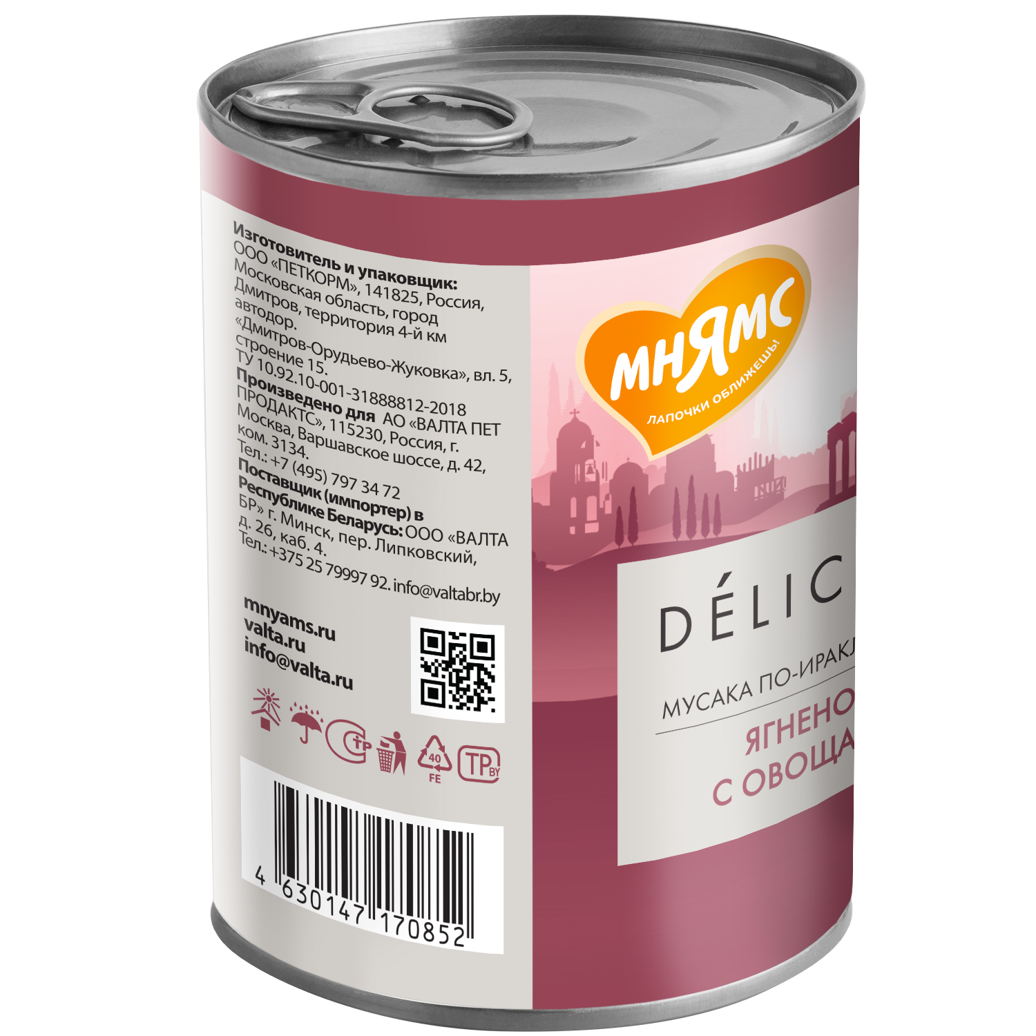 картинка Мнямс консервы для собак Паштет из ягненка с овощами "Мусака по-ираклионски" 400 г