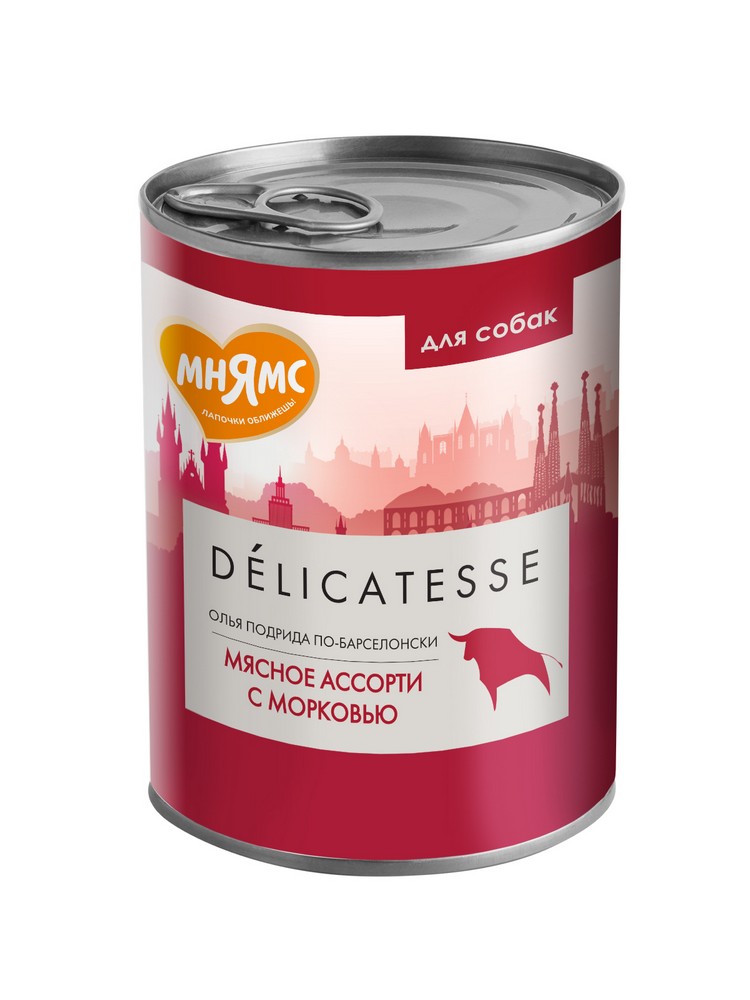 картинка Мнямс консервы для собак "Олья Подрида по-барселонски" (мясное ассорти с морковью) 400 г