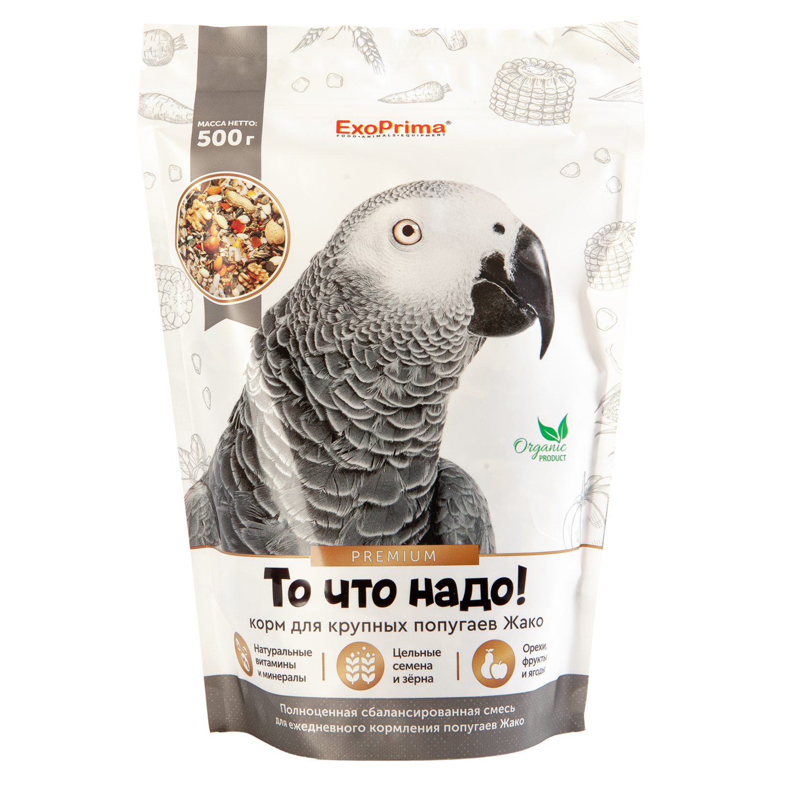 картинка Корм для попугаев Жако EXOPRIMA "То что надо!" 500г картинка Корм для попугаев Жако EXOPRIMA "То что надо!" 500г