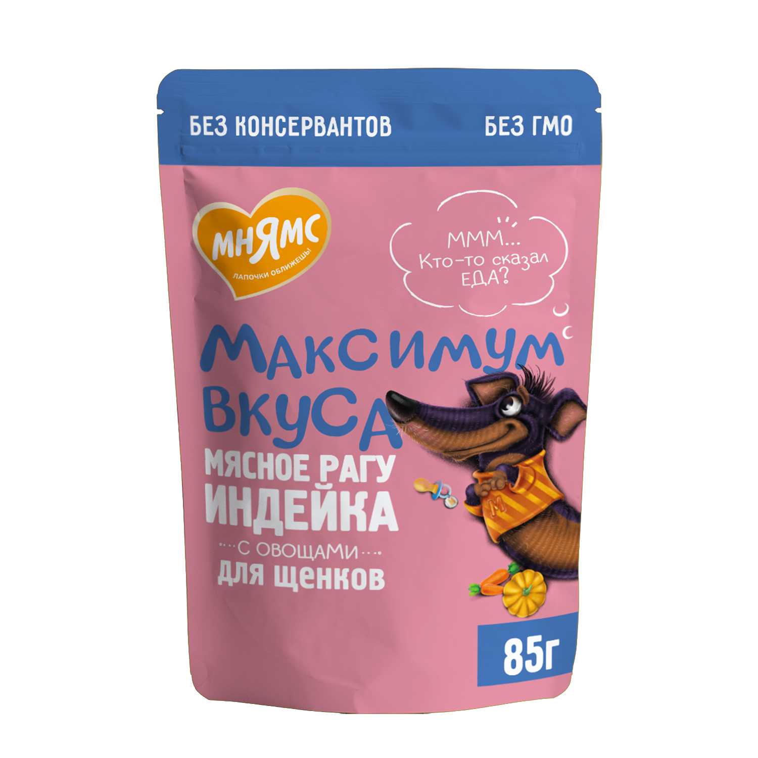 картинка Пауч Мнямс мясное рагу с Индейкой и овощами для щенков "Максимум вкуса" 85 г