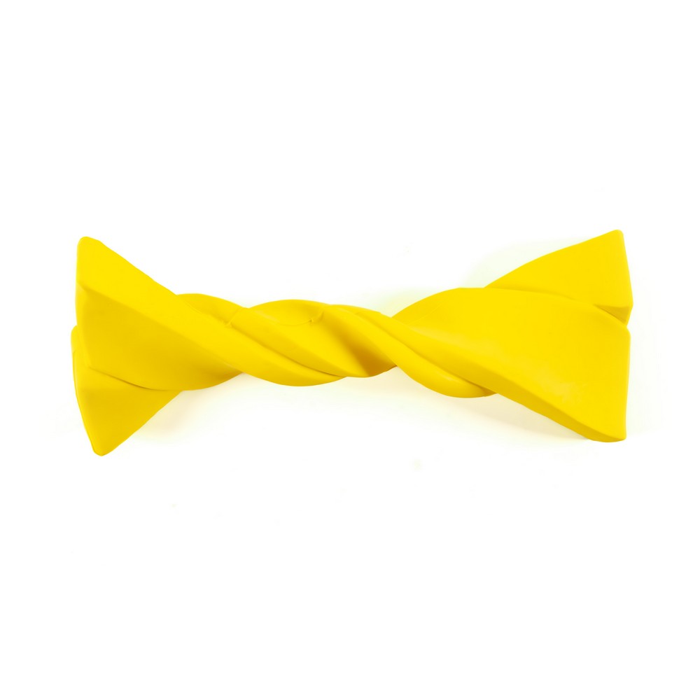 картинка SkyRus Игрушка для собак резиновая "Крученая кость", жёлтая, 16.7х7.1х4.7см 