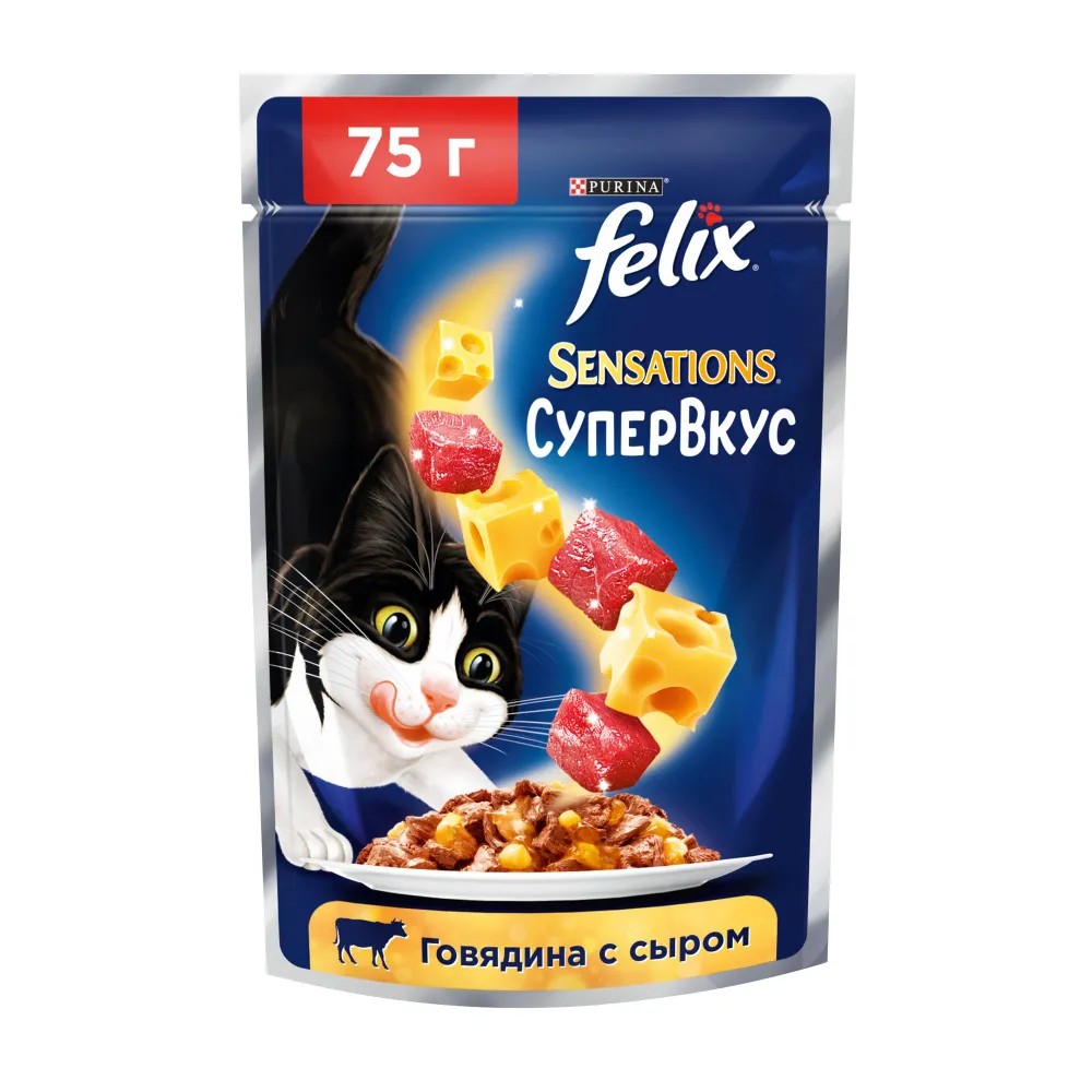картинка Паучи Felix СуперВкус Говядина Сыр 75г