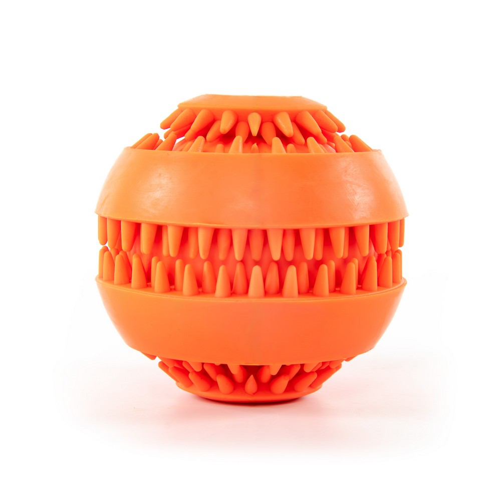 картинка SkyRus Игрушка для собак резиновая "Мяч для лакомств малый", оранжевая, 5.7см 