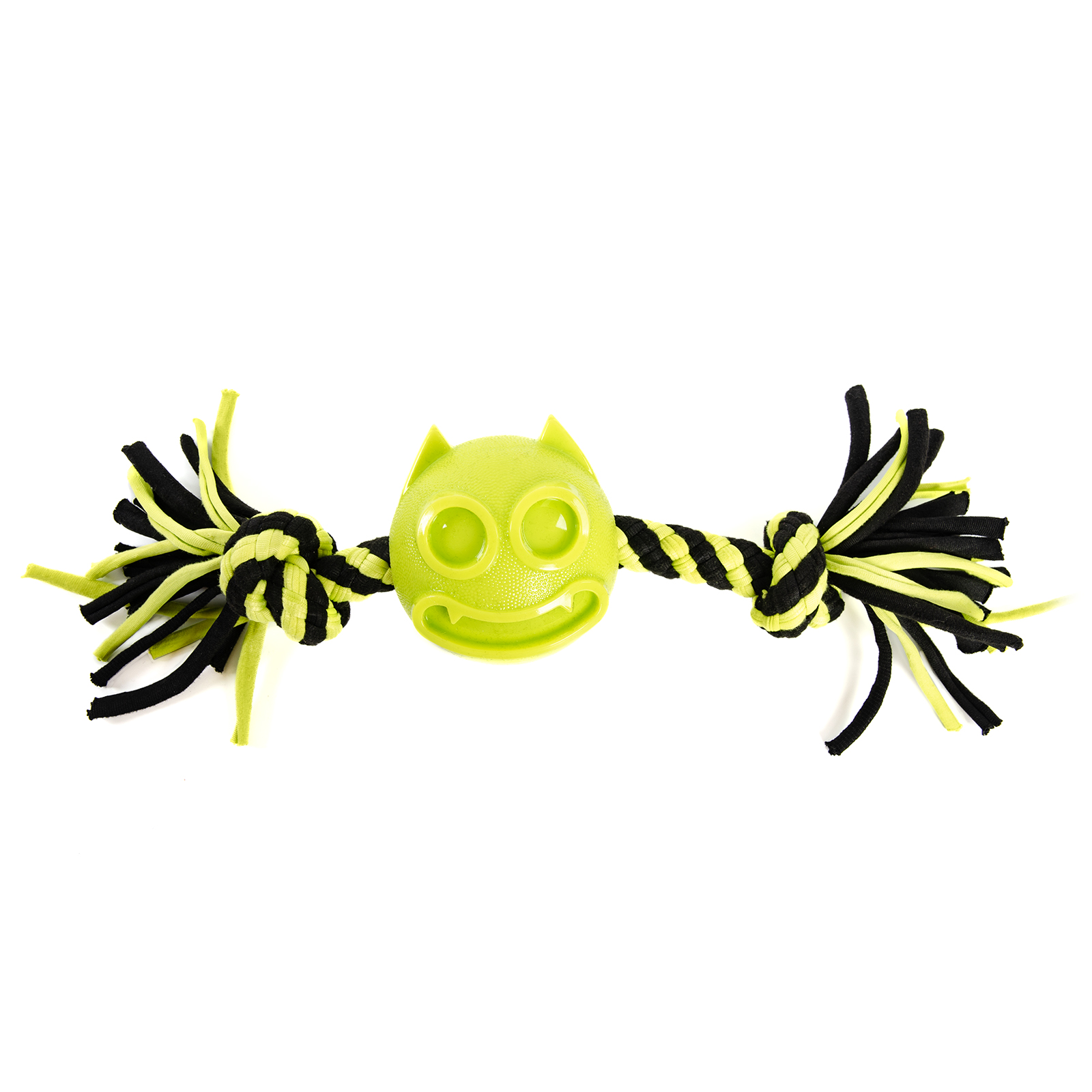 картинка EliteDog Игрушка для собак "Кошка на верёвке", чёрно-зелёная, 7см