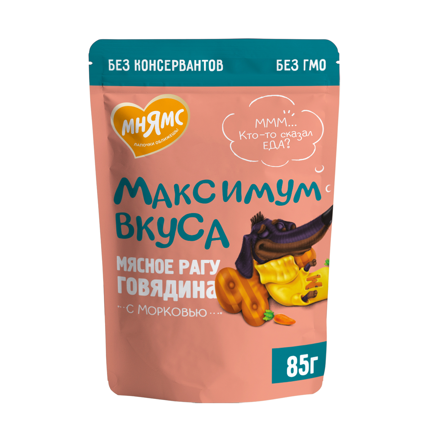 картинка Пауч Мнямс мясное рагу с Говядиной и морковью для собак "Максимум вкуса" 85 г