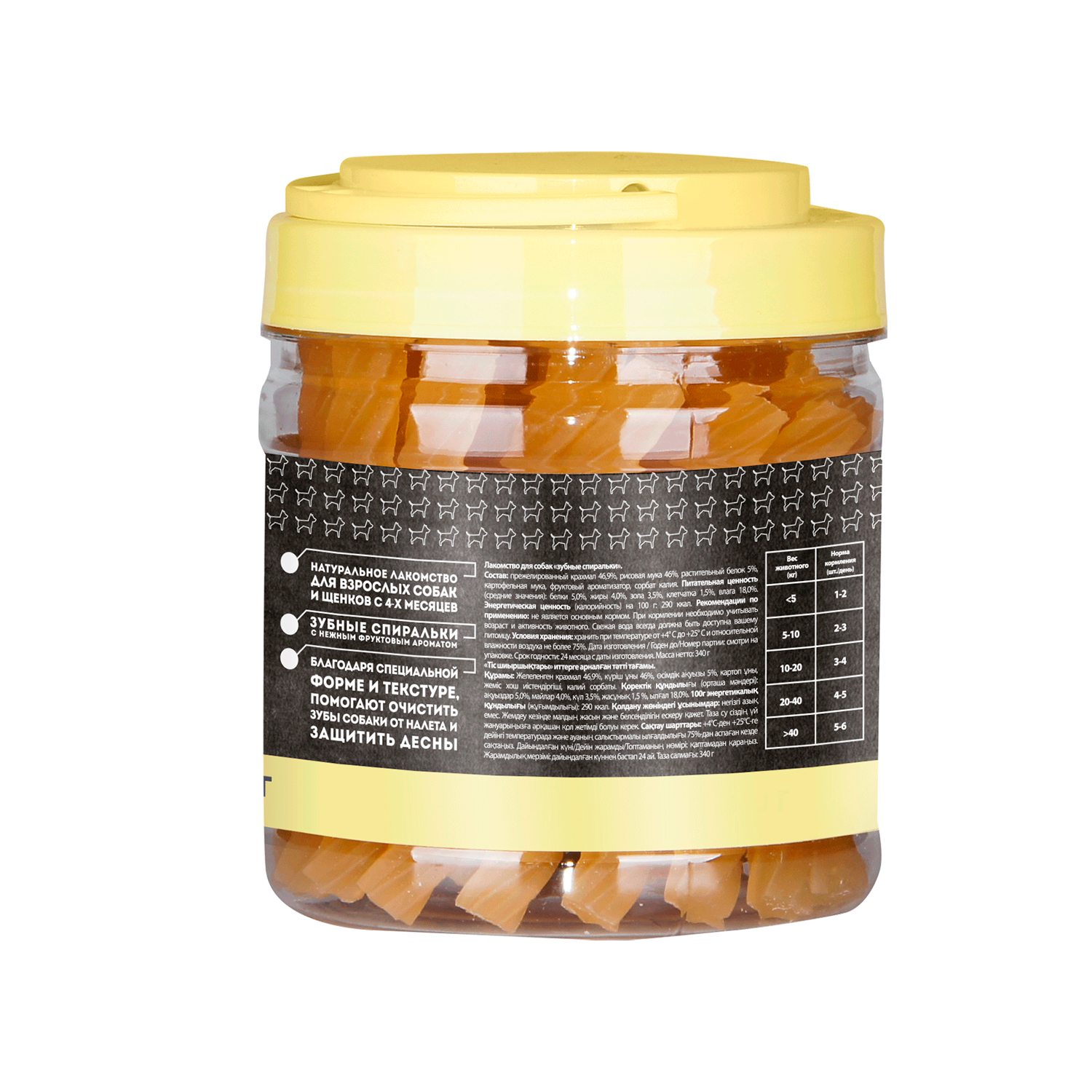 картинка Мнямс Банки лакомство для собак зубные спиральки 340 г (40 шт банка)