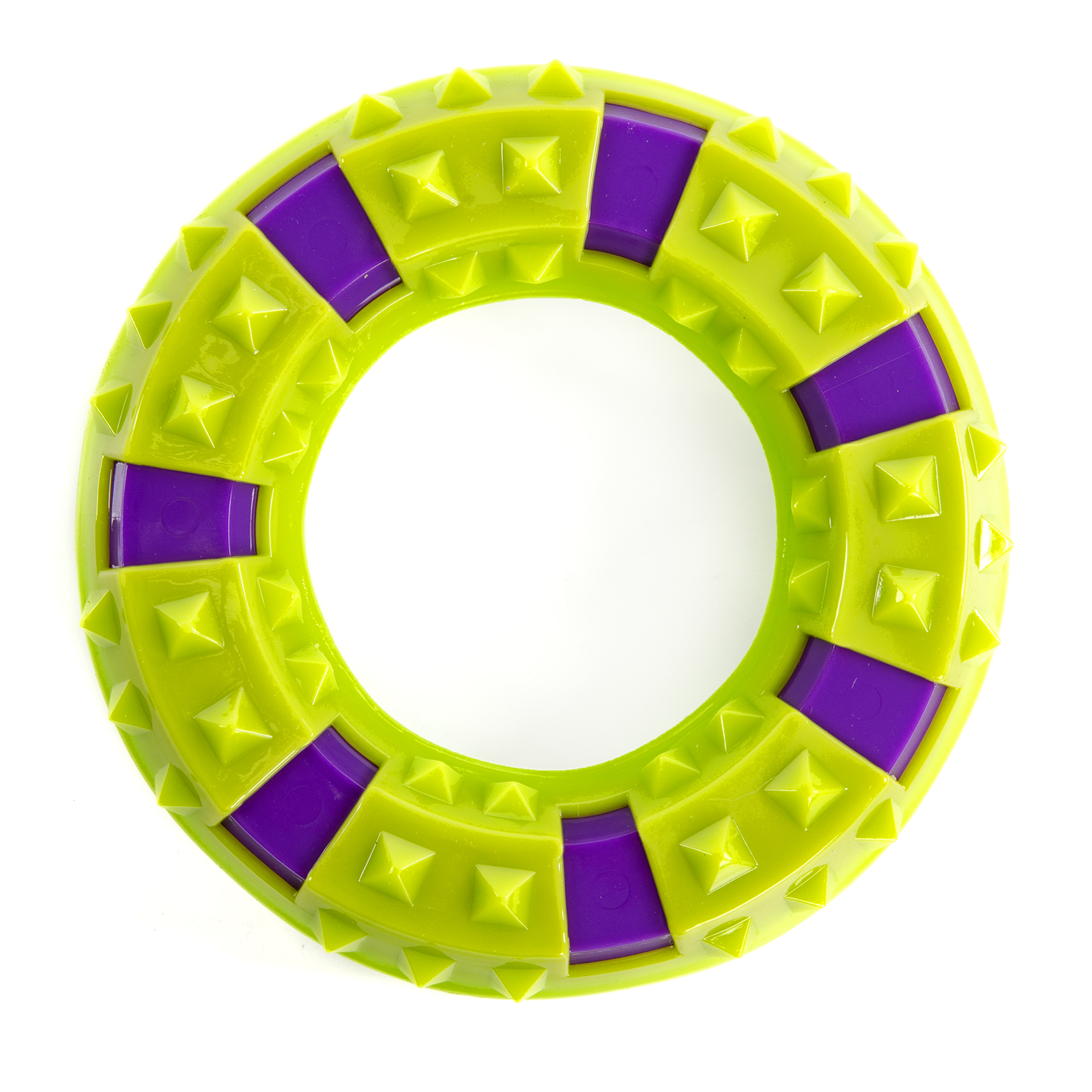 картинка EliteDog Игрушка для собак резиновая "Колючее кольцо", зелёно-фиолетовая, 15.2х15.2х3.3см