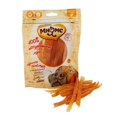 картинка Мнямс лакомство для собак куриная соломка с хондроитином 100 г
