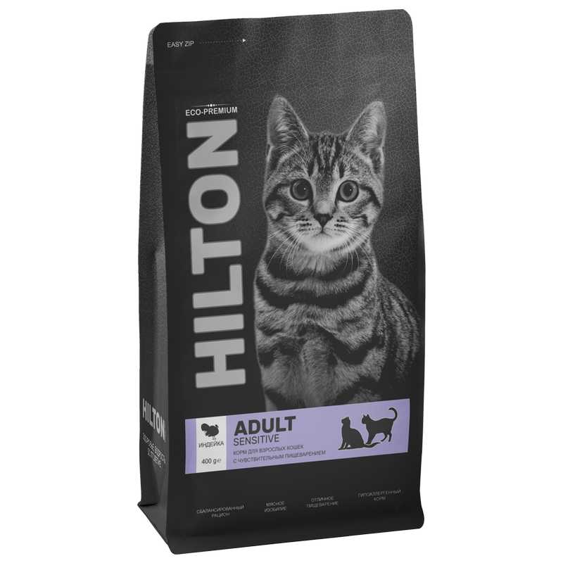 картинка Сухой корм Hilton для кошек с чувствит. пищеварением Индейка 400гр