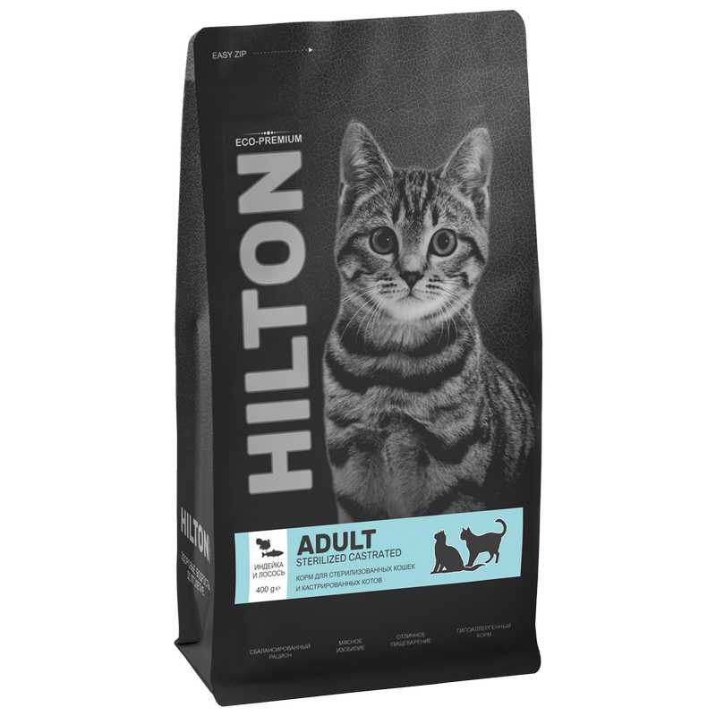 картинка Сухой корм Hilton для кошек Стерил Индейка - Лосось 400гр