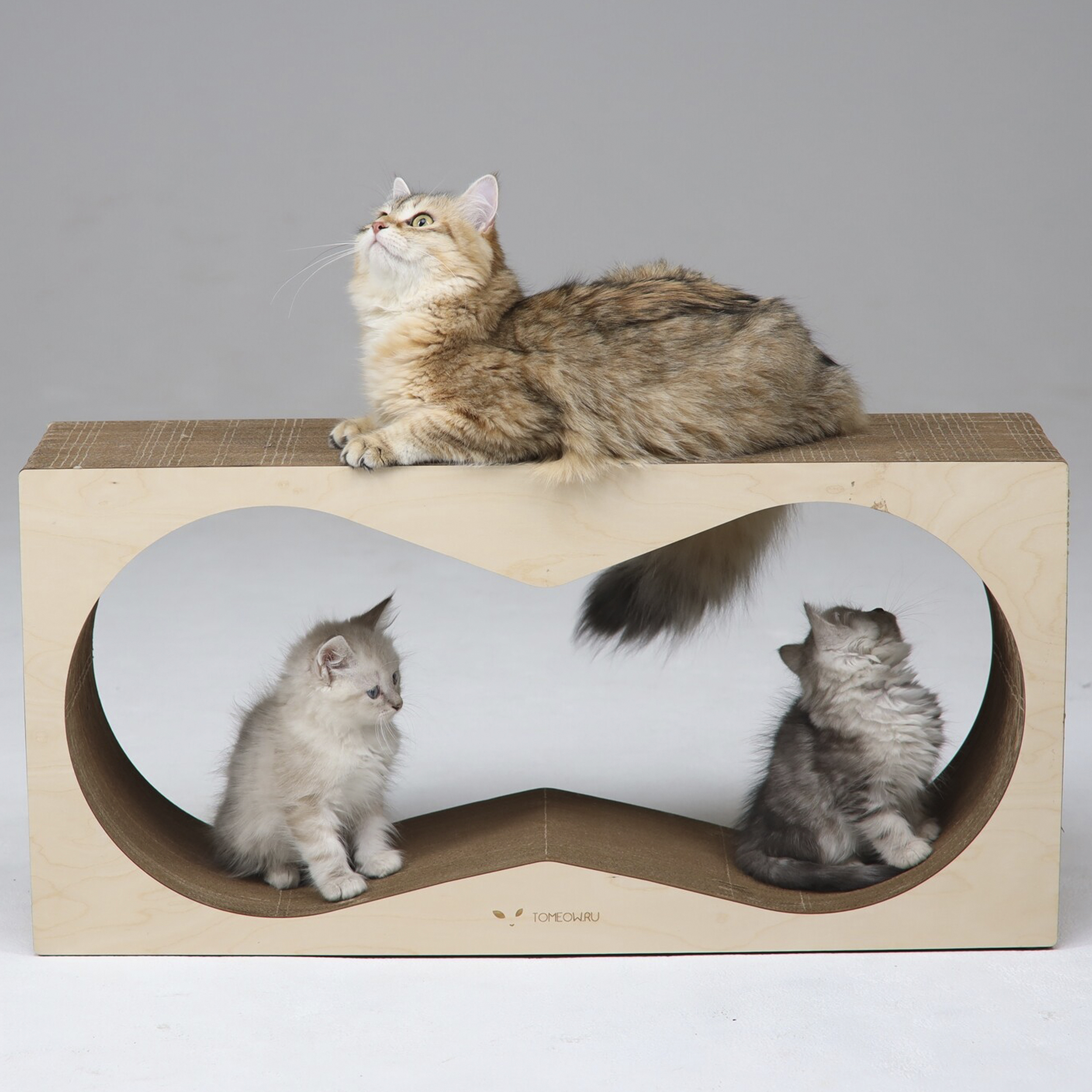 картинка Когтеточка Тумяу PREMIUM Аквариум (светлое дерево) 77х37х22 см.