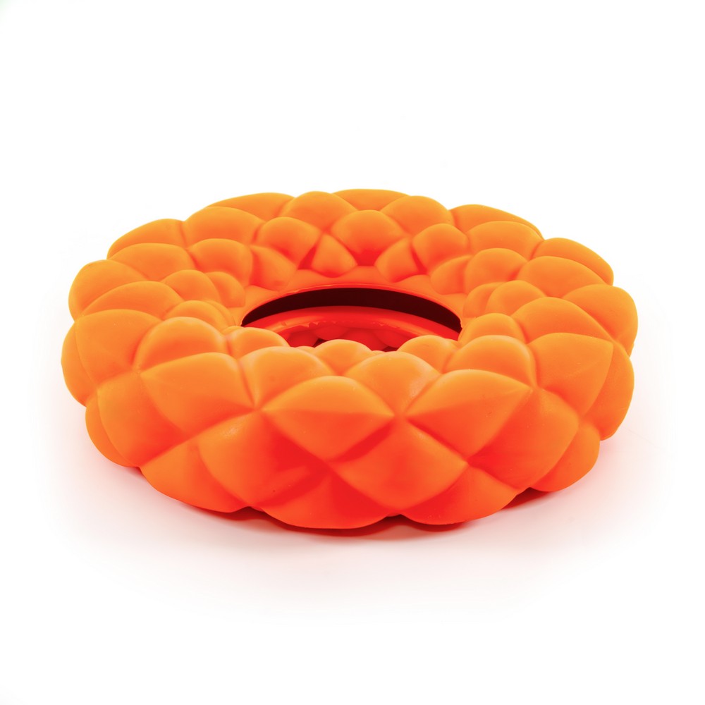 картинка Skyrus Игрушка для собак резиновая "Кольцо с пузырями", оранжевая, 11х11х3.3см