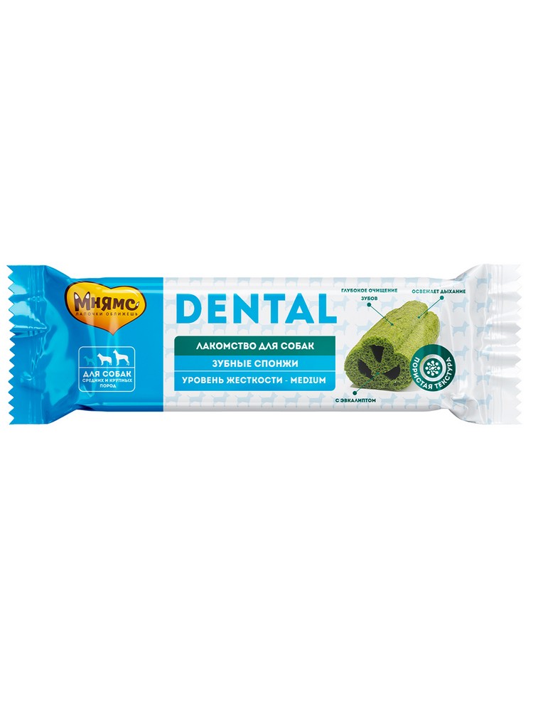 картинка Лакомство Мнямс DENTAL для собак "Зубные спонжи" с эвкалиптом 25г