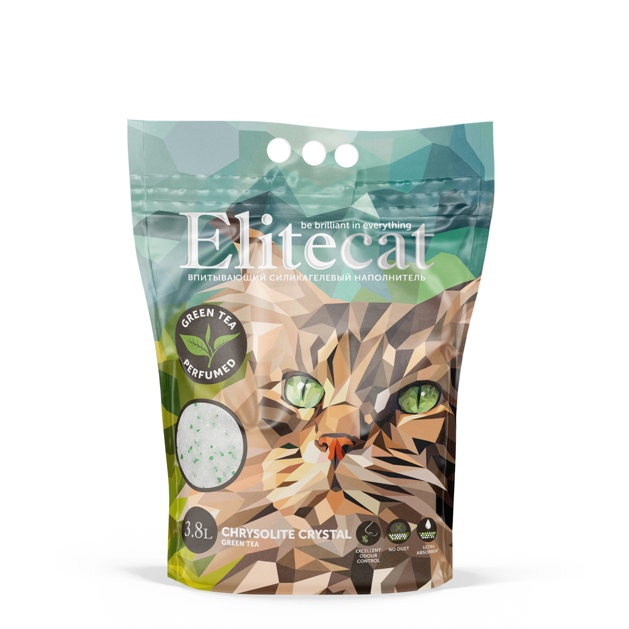 картинка ELITECAT Наполнитель силикагель "Chrysolite Green Tea", 3.8л /1,67 кг картинка ELITECAT Наполнитель силикагель "Chrysolite Green Tea", 3.8л /1,67 кг