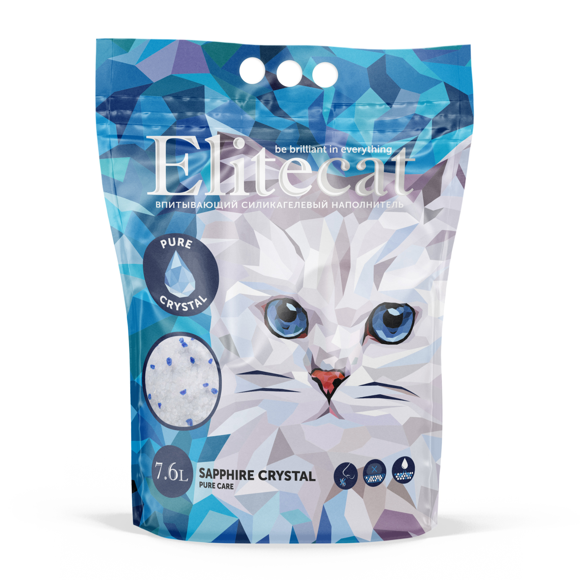 картинка ELITECAT Наполнитель силикагель без запаха "Crystal Pure", 7.6л/3,340 кг картинка ELITECAT Наполнитель силикагель без запаха "Crystal Pure", 7.6л/3,340 кг